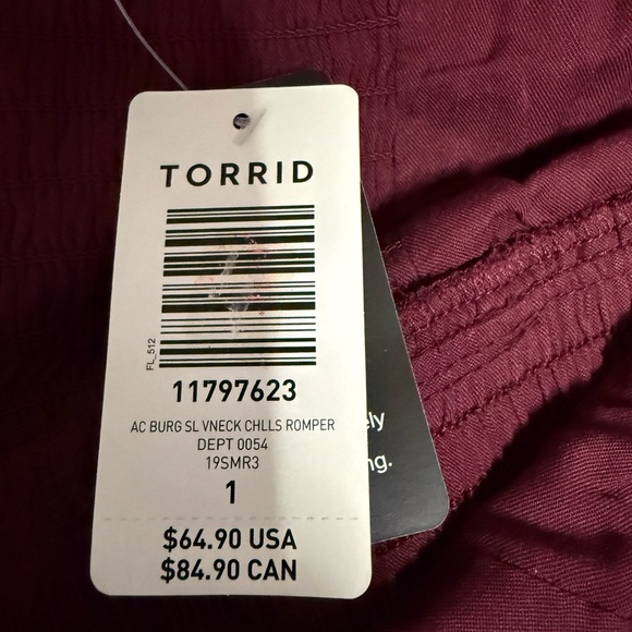 Torrid Challis Romper in burgundy women’s sz 1 1X 14/16 new nwt - Picture 11 of 12